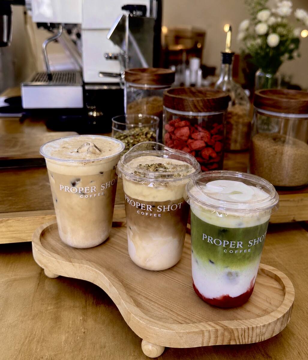 Signature iced drinks by Proper Shot Coffee