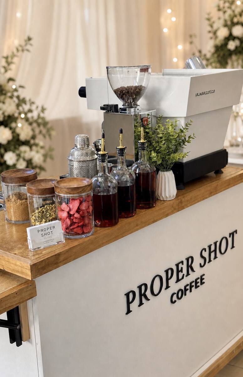 Proper Shot Coffee cart ready for event service